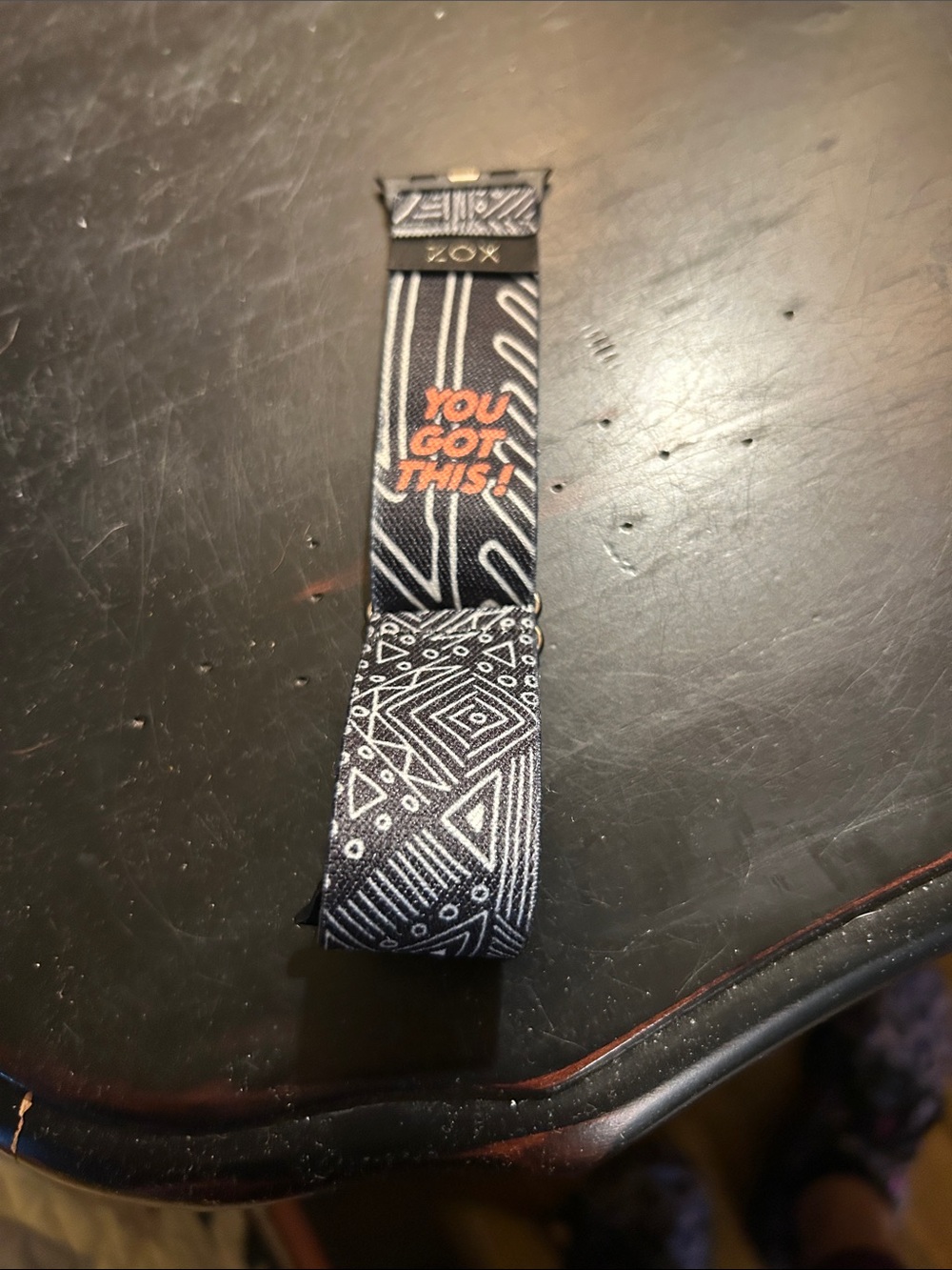 Zox Motivational Fabric Wristband "You Got This" - Black & White with Orange